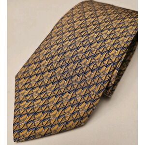 Vintage Frangi Neck Tie Gold Harp Music Note Silk 3.5 Inch Made Italy Mens